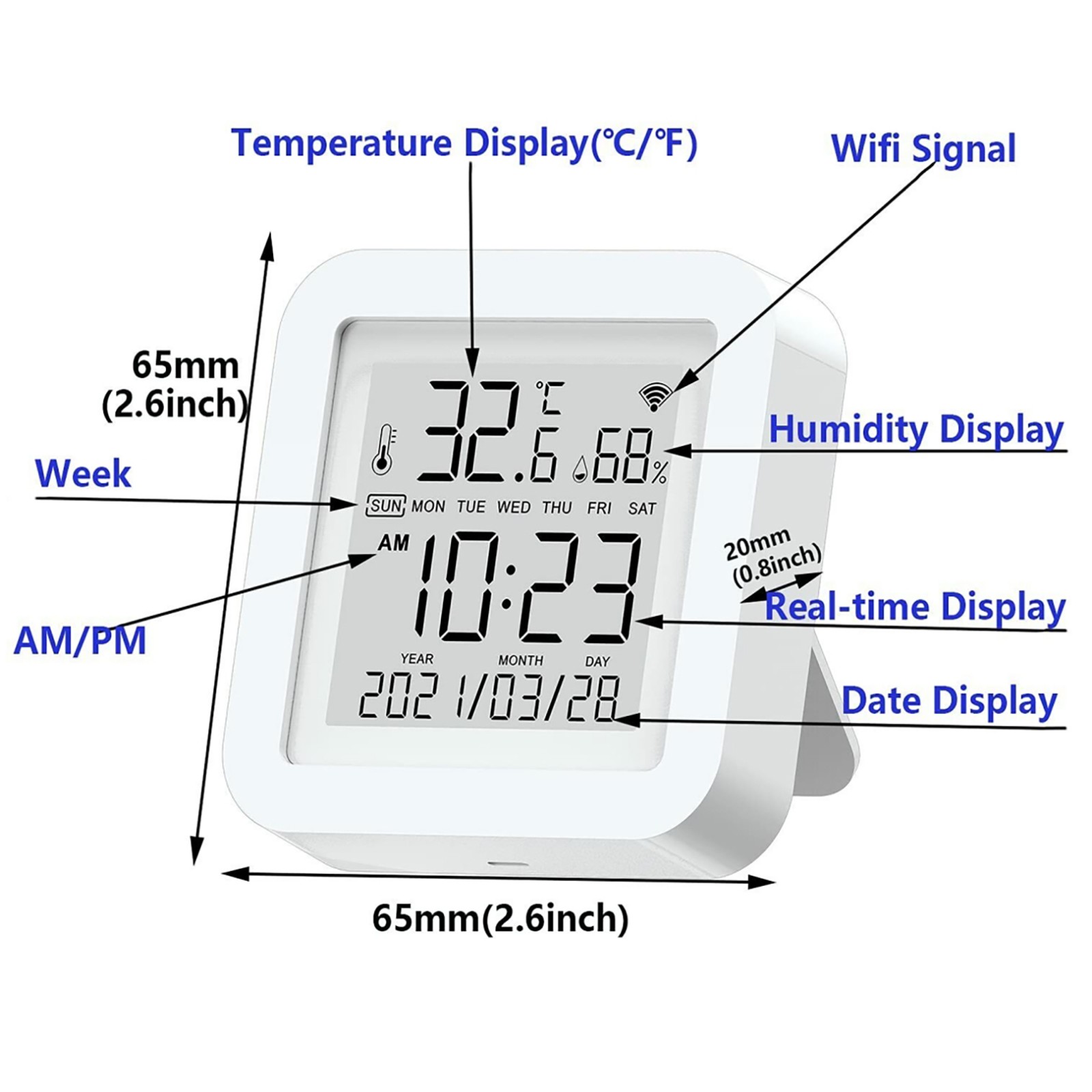 Thermometer Hygrometer Wi-Fi Temperature Humidity Sensor Monitor ℃/℉ switch
