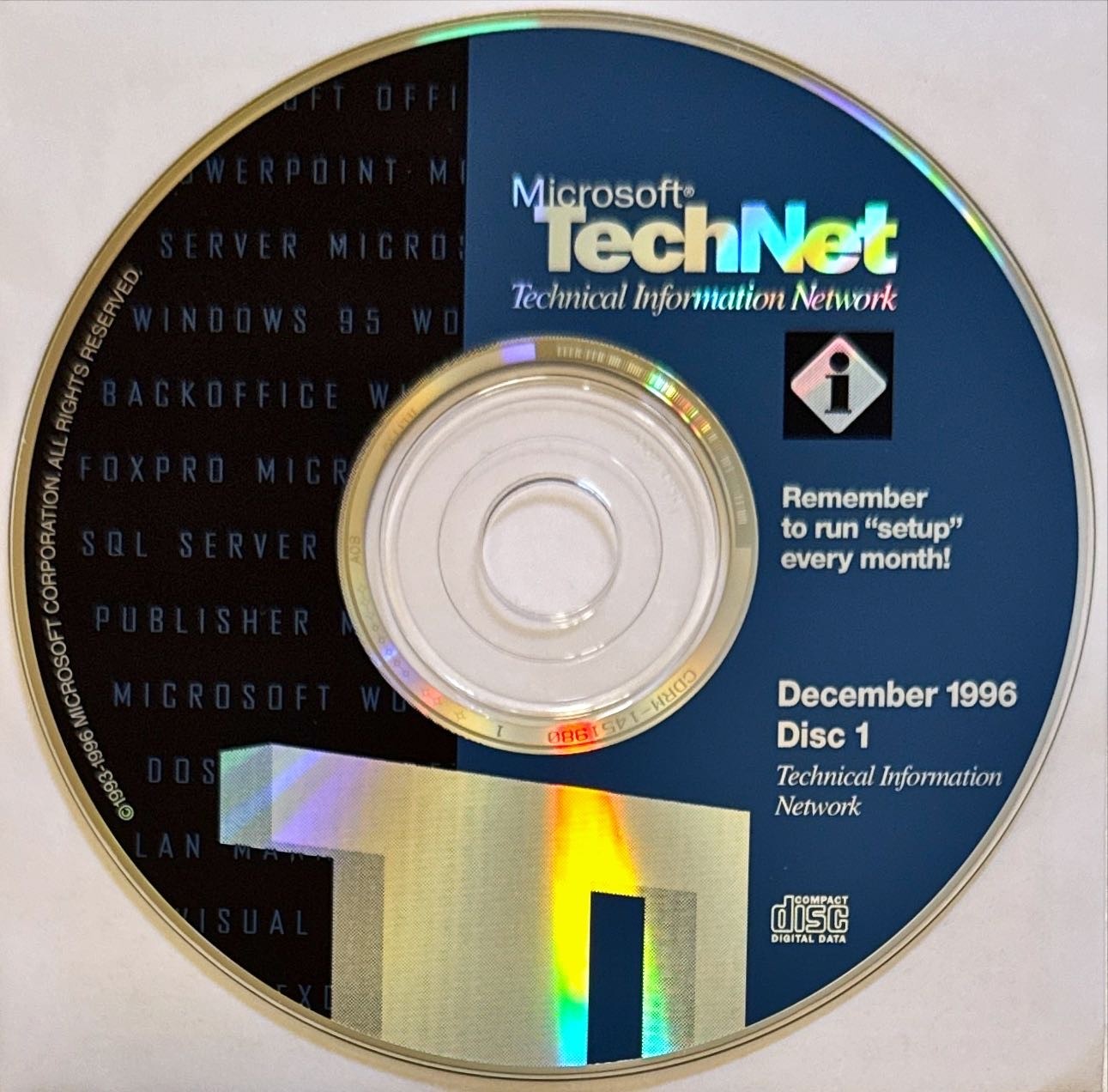 Microsoft TechNet December 1996 Volume 4, Issue 12, 3-CD Set - Excellent
