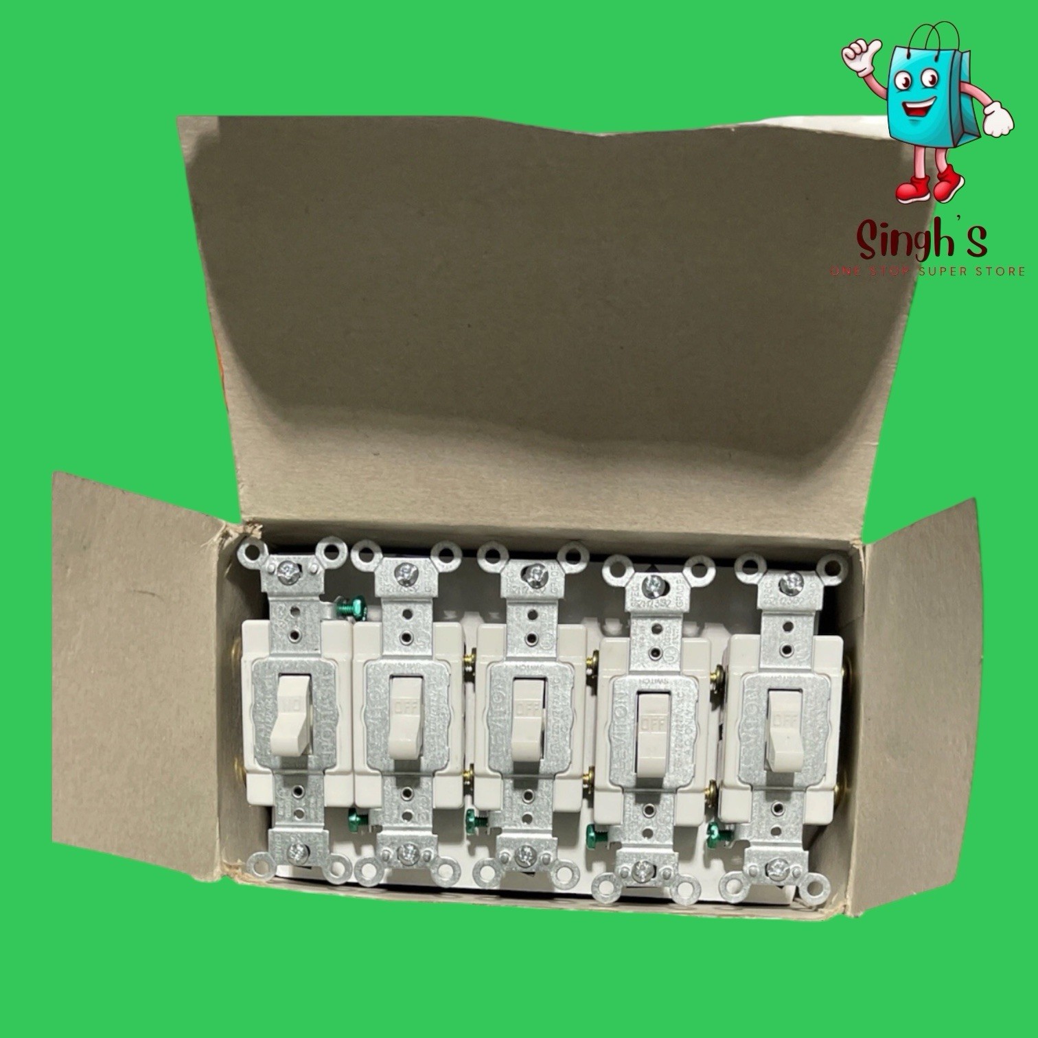 Leviton 15A Commercial Grade Single Pole Toggle Switch, White. (10 Pack) US