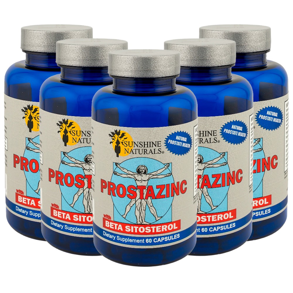 Sunshine Naturals Prostazinc Supplement. 60 Caps. Pack of 5