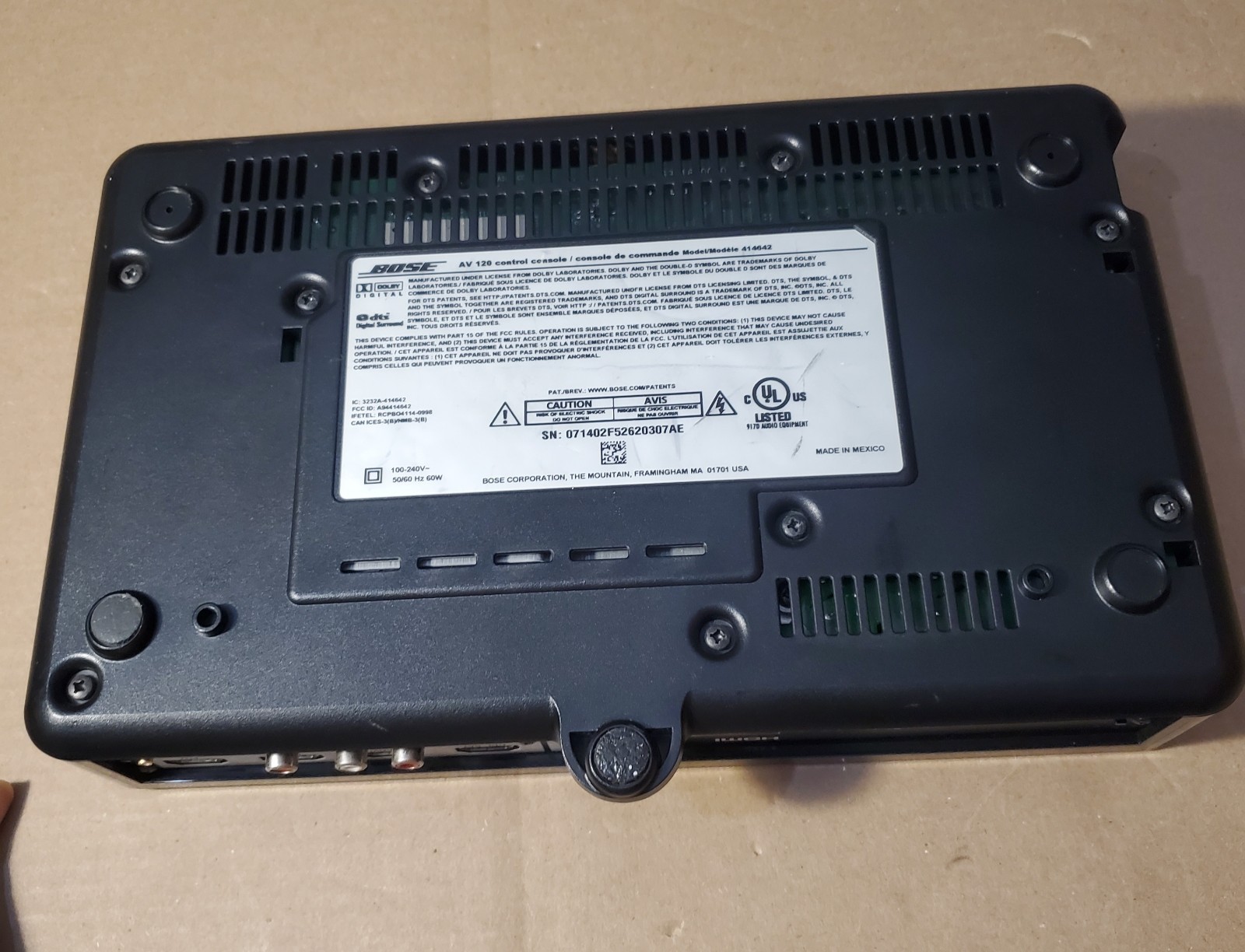Bose AV20 Control Console, No Power Supply/Remote, Untested For Parts