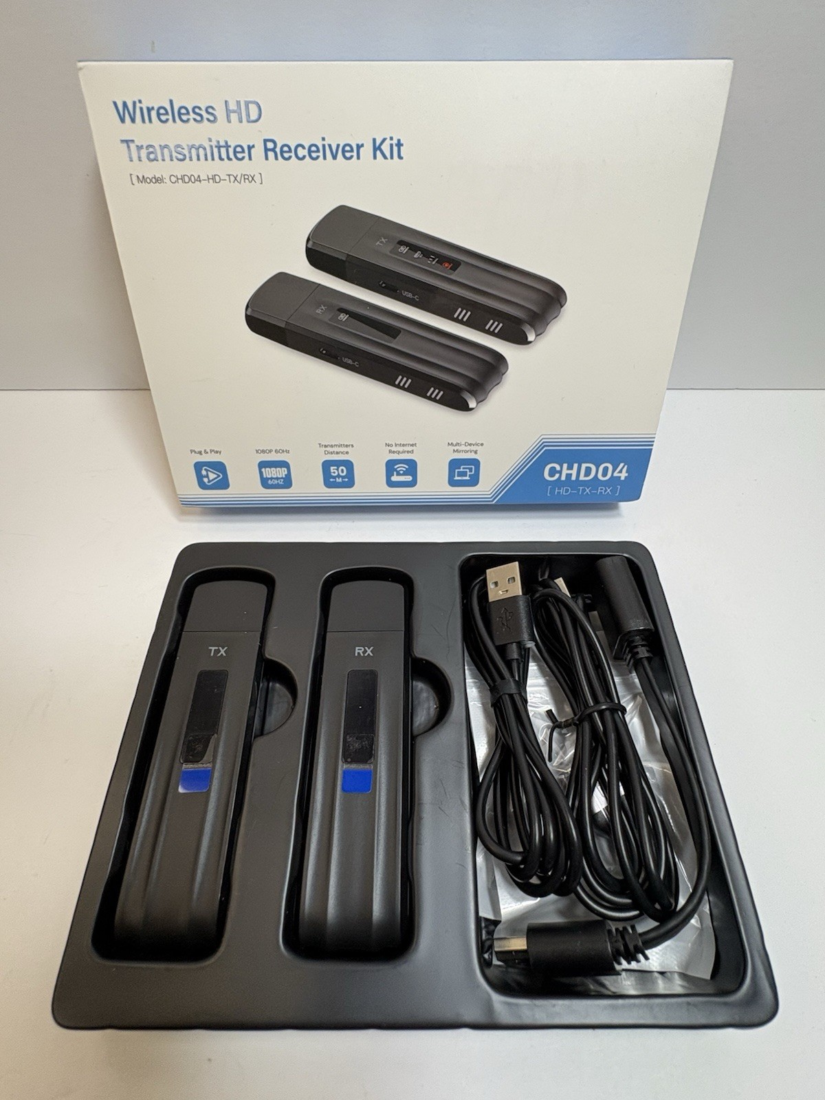 Beyn Wireless HDMI Transmitter Receiver CHD04 4K Decode 1080P Plug & Play Kit