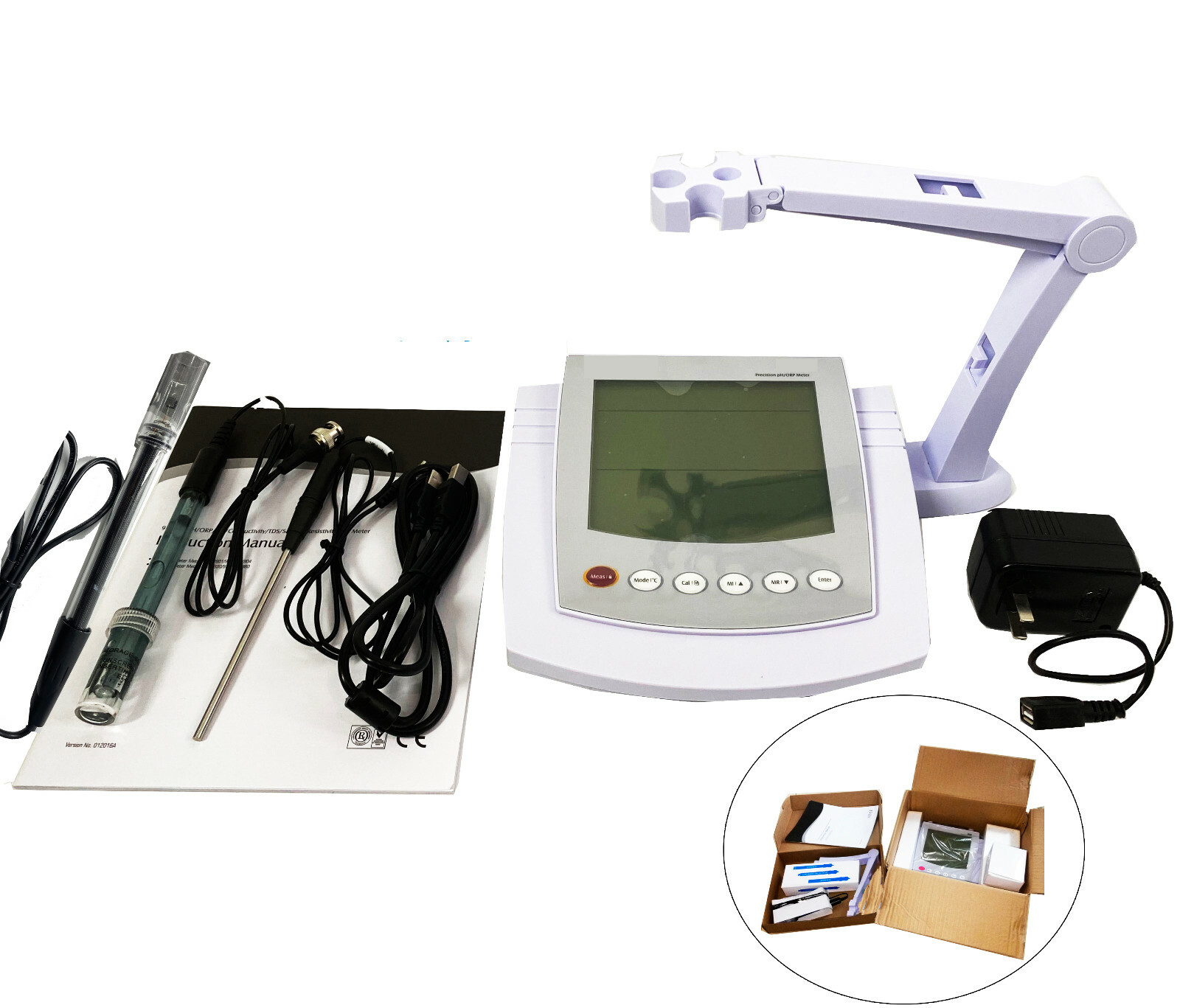 Lab Benchtop pH Conductivity TDS Temperature Meter USB Interface 20.000pH