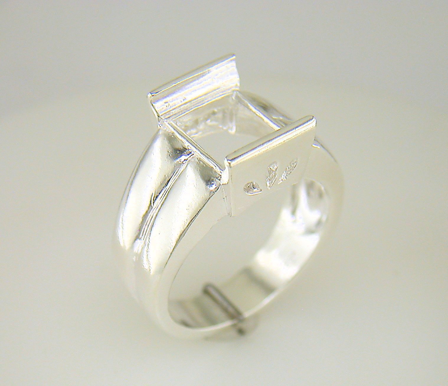 10 mm Square Fancy Plate Set Ring Setting Sterling Silver