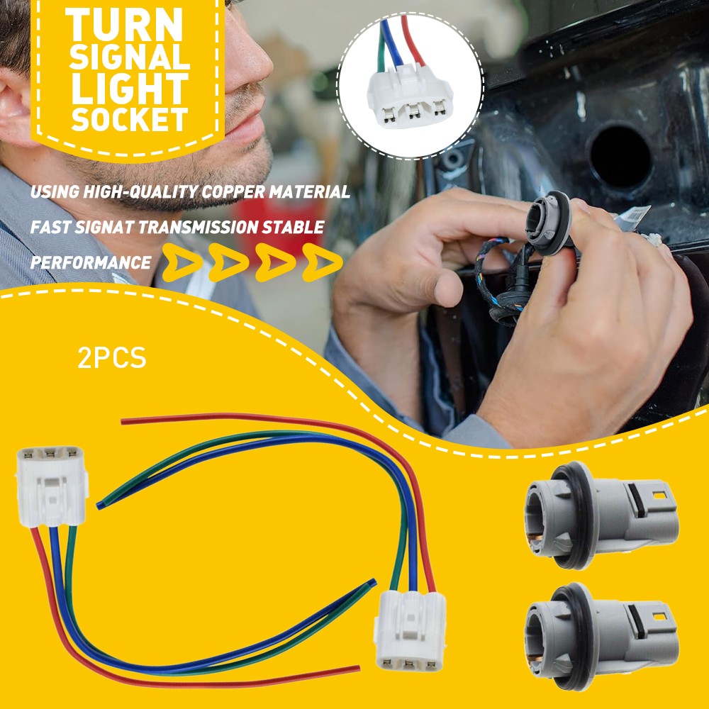 Front Turn Signal Socket Light Connector Harness W/3-Wire Kit For Honda Acura C