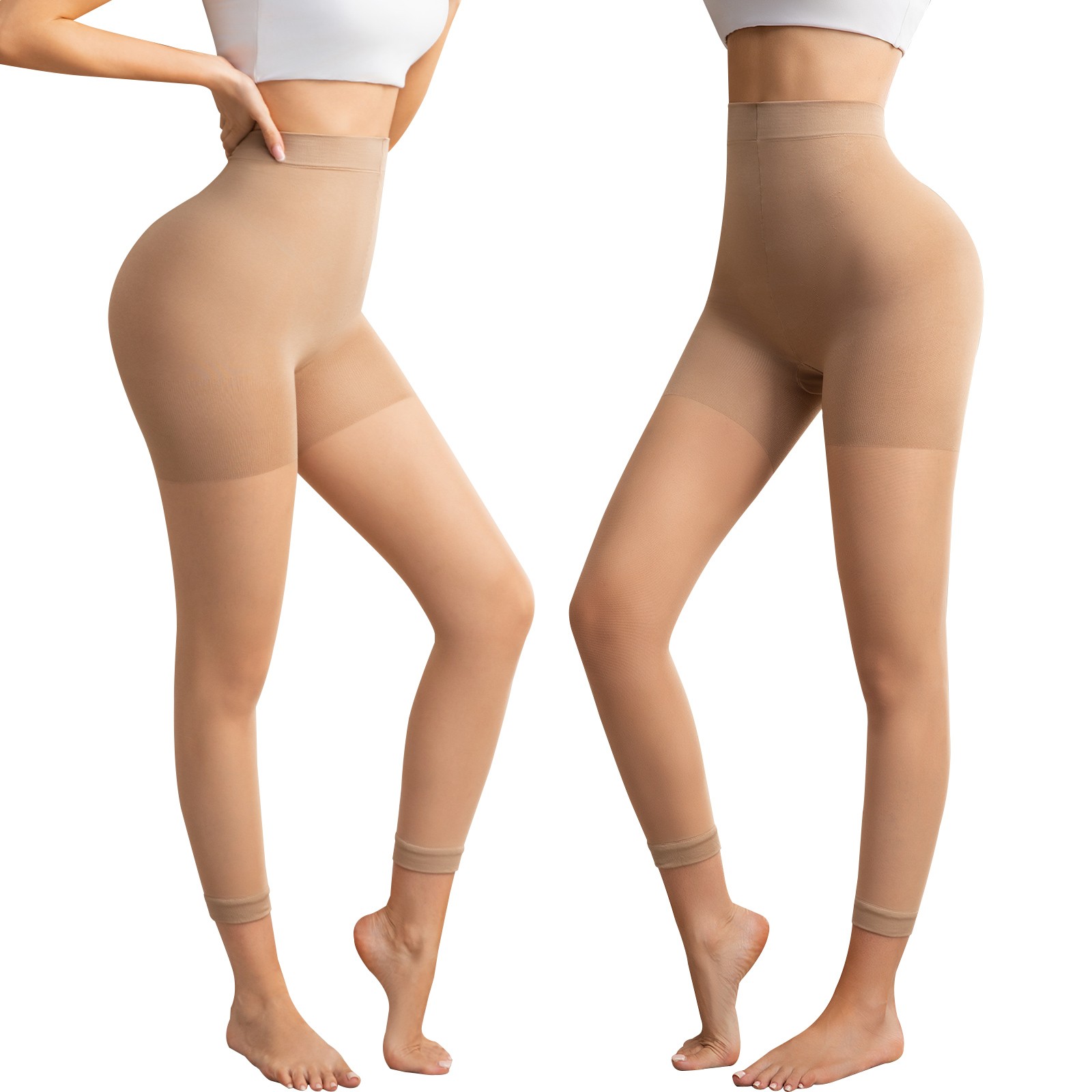 2/3 Pairs Footless Tights for Women Control Top Tights Comfort Stretch Pantyhose