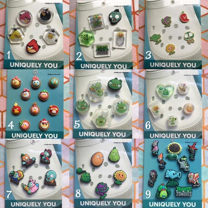 Handmade 5 10 pack Plants Vs Zombies Angry Birds Game shoe charms set