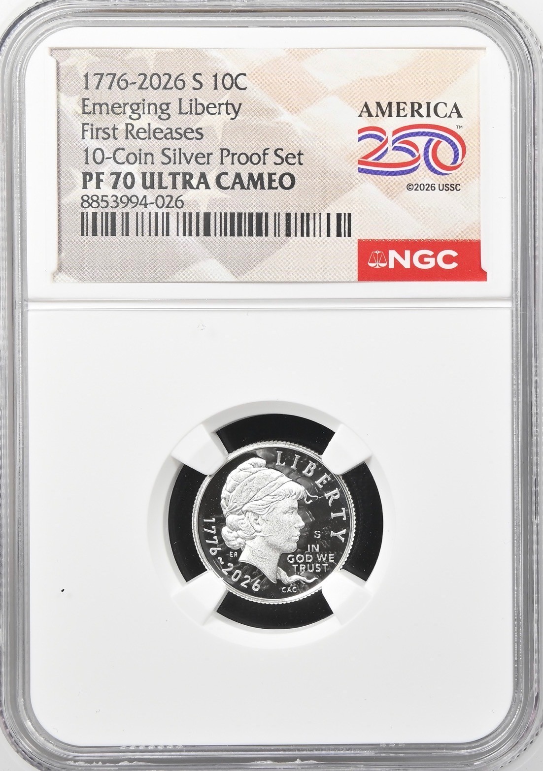 2026 S Silver Emerging Liberty 10C NGC PF70 Ultra Cameo First Releases - PRESALE