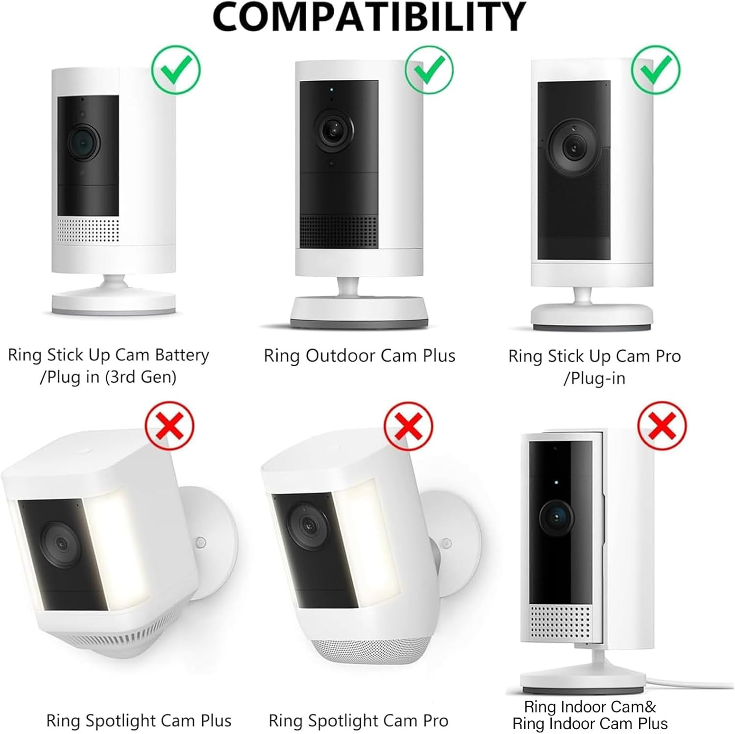 2Pack Ring Camera Wall Mount for Ring Stick up Cam & Ring Outdoor Cam Plus, 360