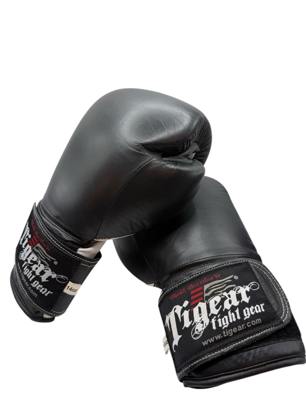 Tigear Fight Gear 14oz Boxing Gloves - Black/White