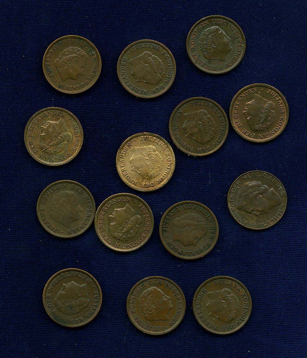 NETHERLANDS  KINGDOM  1 CENT: 1948, 1950, 1951, 1952, 1954, 1955, 1956, 1957,...