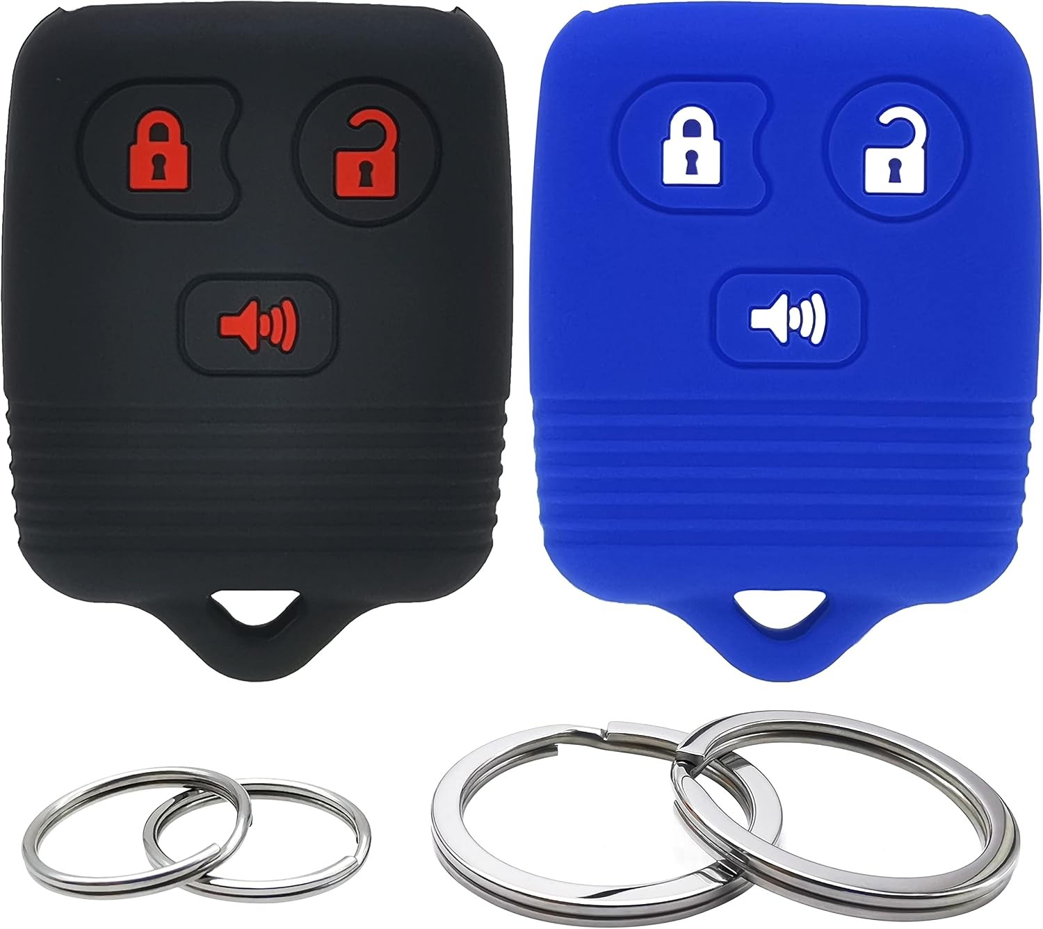 2Pcs Silicone 3 Buttons Key Fob Cover Remote Case E150 E250 E350 F150 F250 F350
