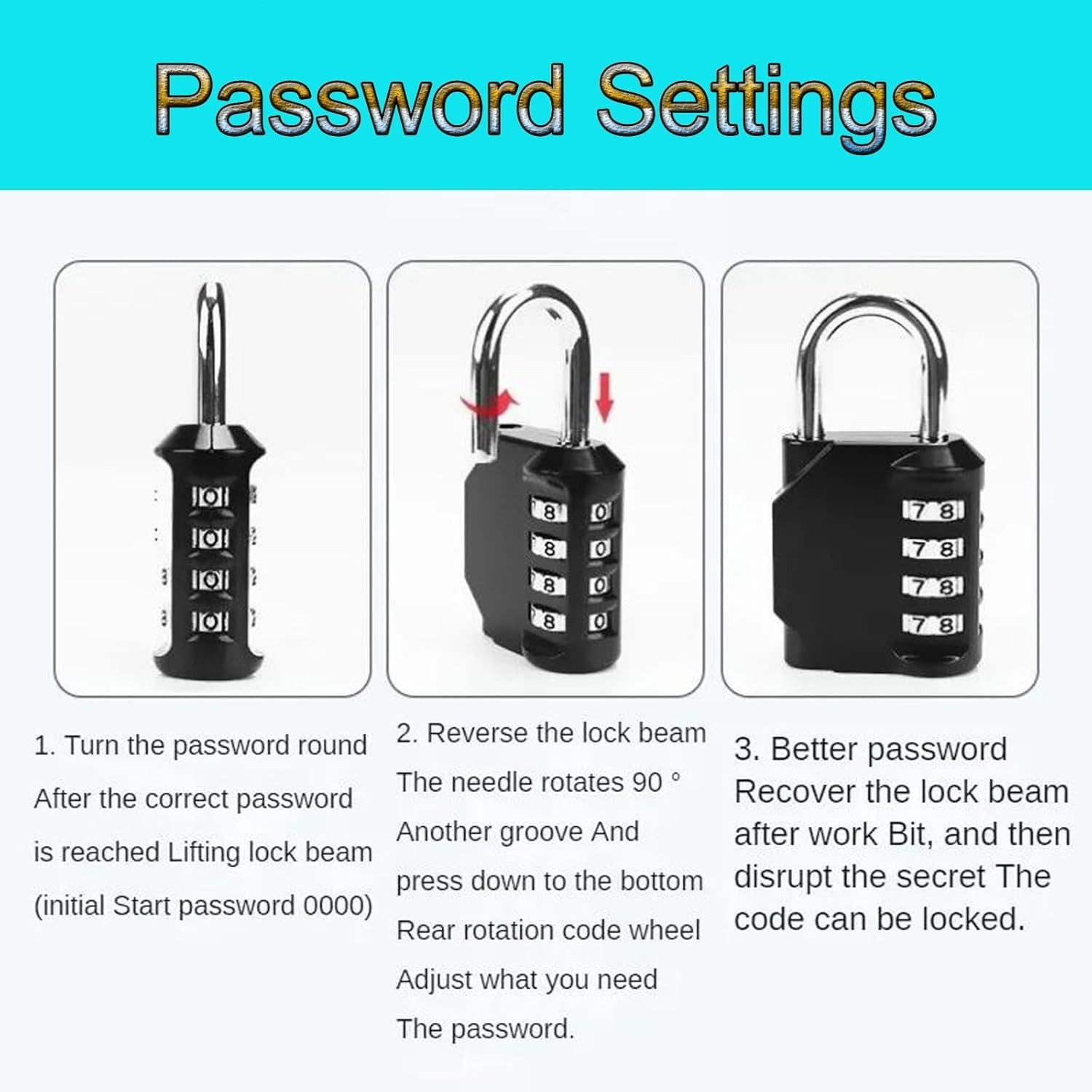 4-Digit Waterproof Combination Lock - Versatile Security for Lockers