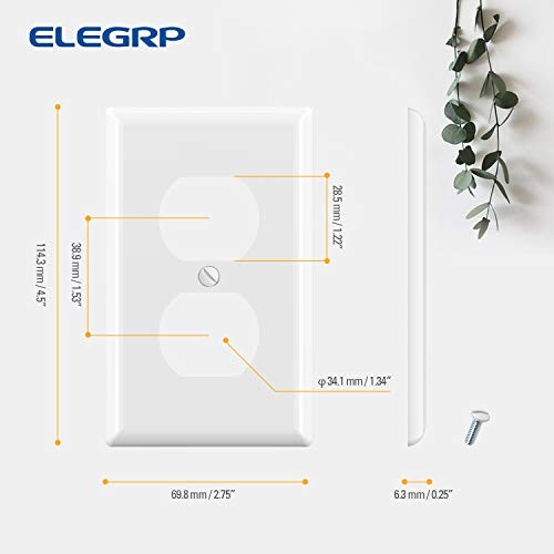 ELEGRP Duplex Receptacle Outlet Covers, 5 Pack - Glossy White