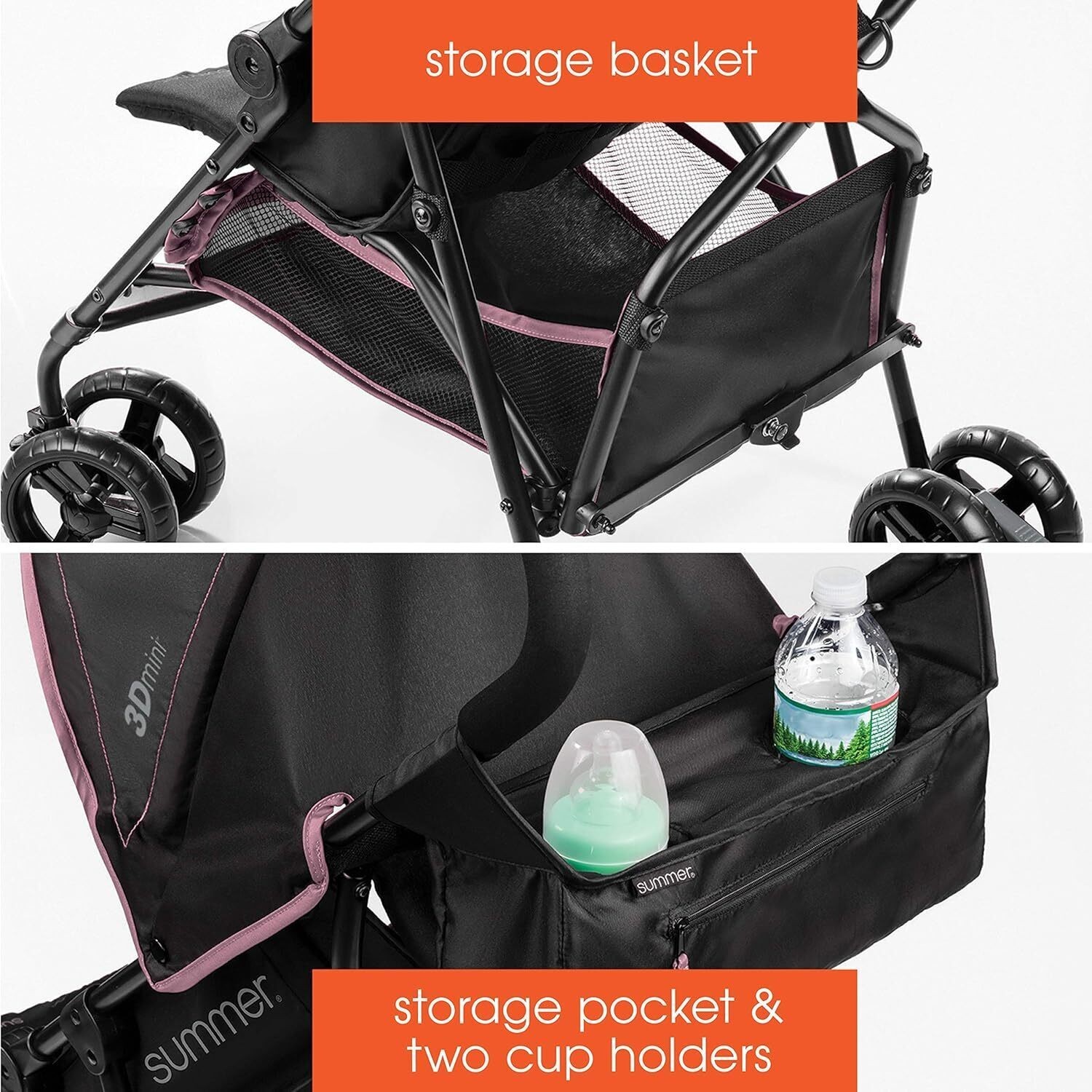 3Dmini Portable Stroller Lightweight Stroller w/Multi-Position Recline Durable