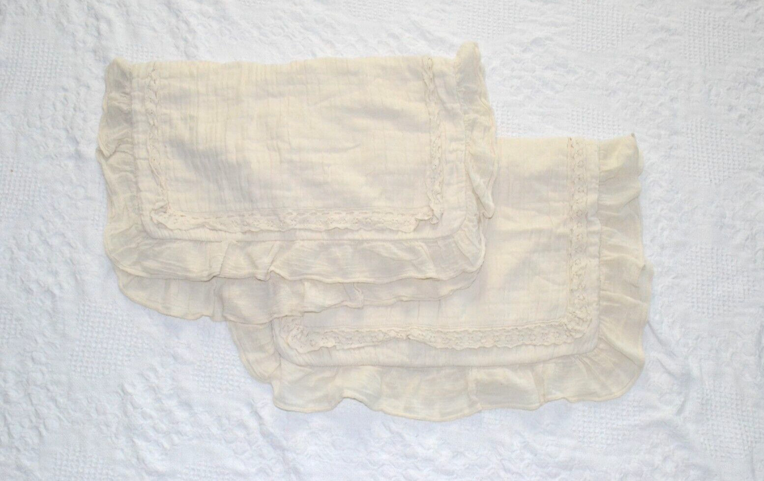 Southern Living Chelsea Standard Shams (2) Natural Crochet Cotton New