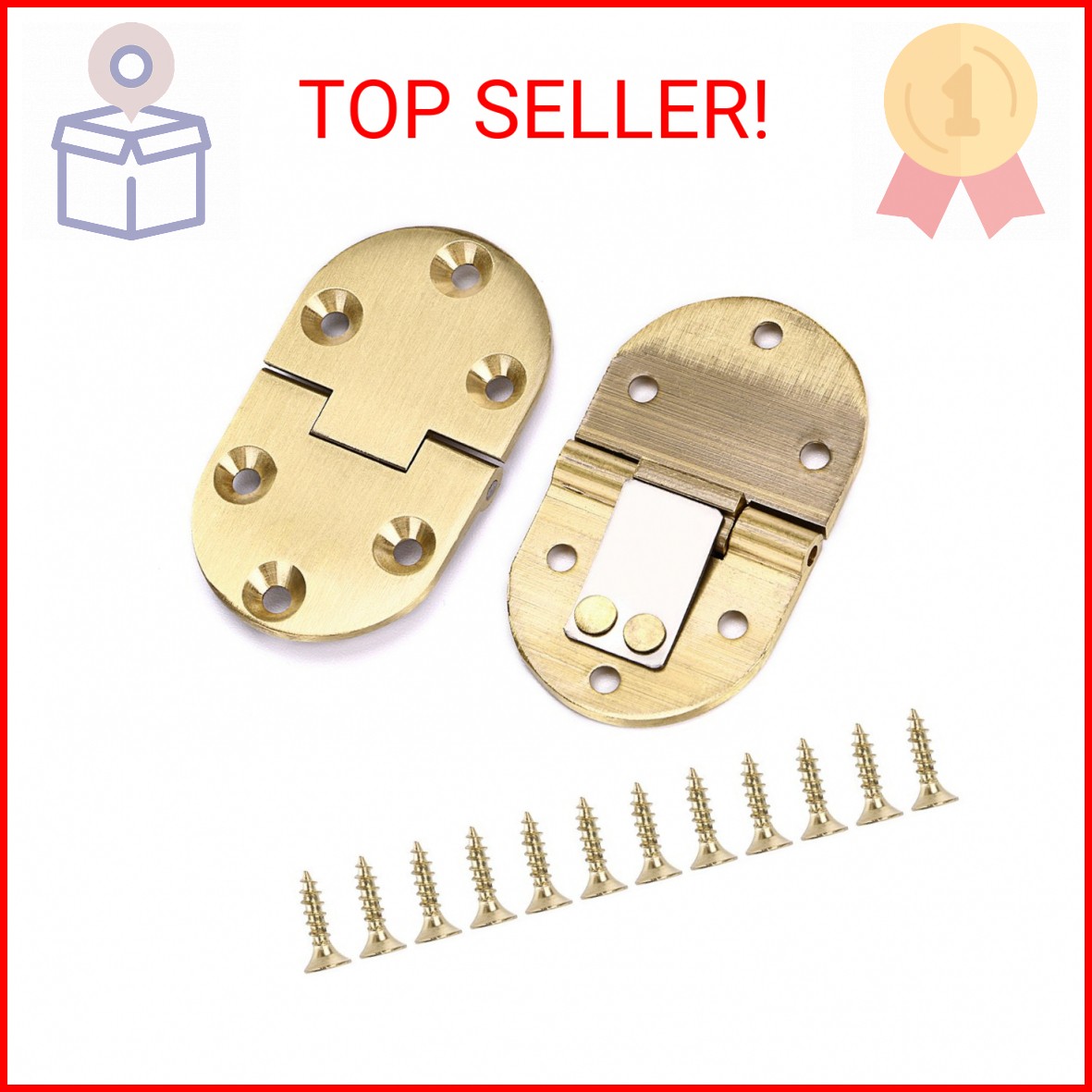 OwnMy 2 Pcs Solid Brass Hinges, Drop Front Desk Drawer Butt Hinge for Table Sewi