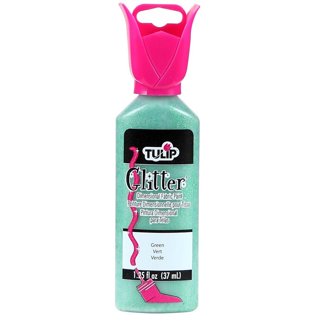 Tulip Dimensional Fabric Paint 1.25oz-Glitter - Green