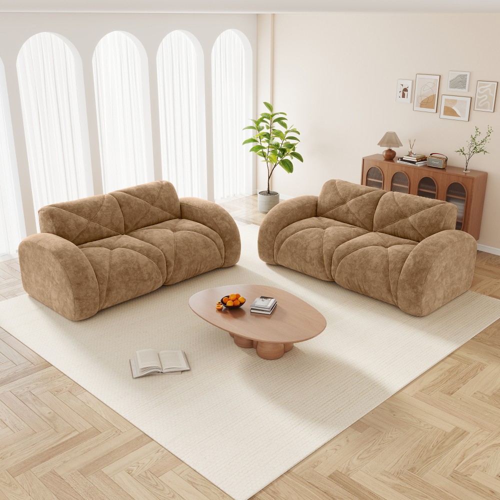 Comfy Velvet Cloud Couch 4-Seater Modular Sofa Set No Assembly