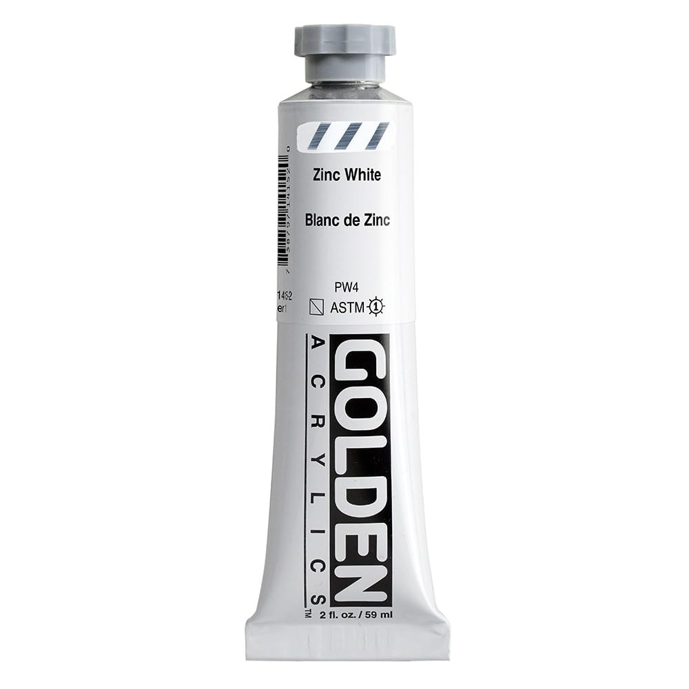 Heavy Body Acrylics by GOLDEN, Zinc White, 2 fl. oz. Tube, Office Product
