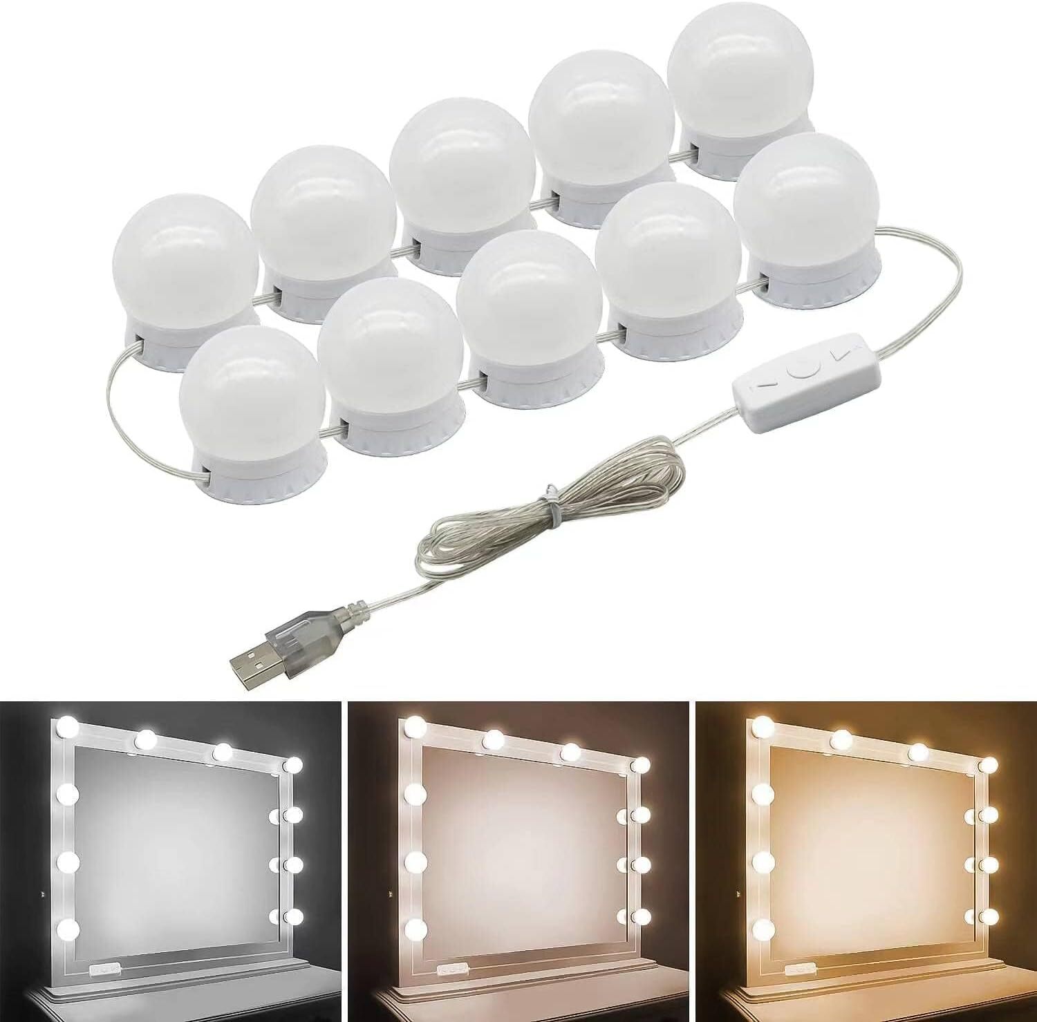 Hollywood Led Vanity Lights Strip Kit, with 10 Dimmable Light Bulbs