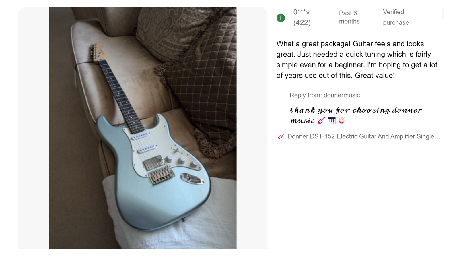Donner 39" Electric Guitar HSS Coil Split Ice Blue Metallic Beginner Bundle