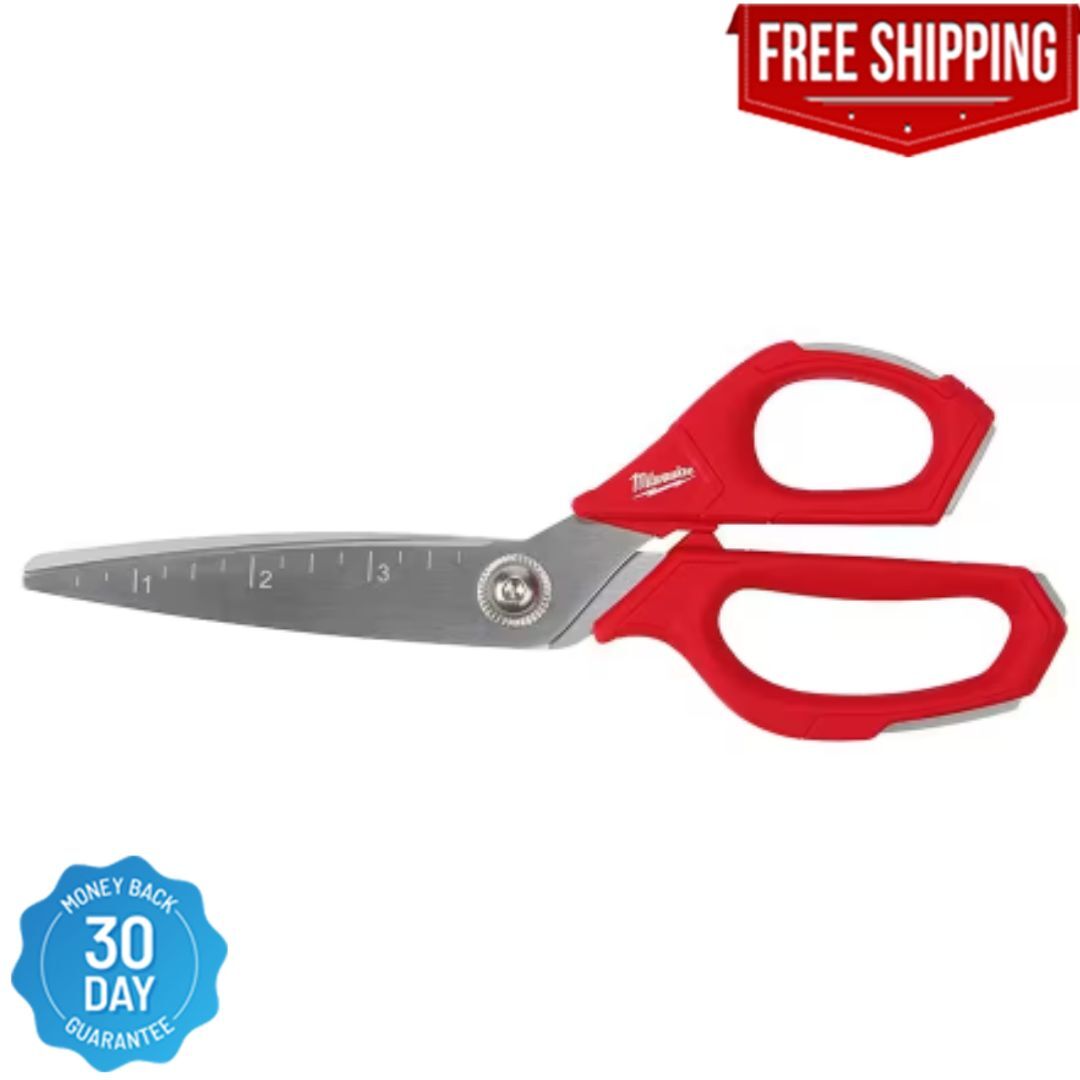 Milwaukee Straight Scissors Chrome Plated Jobsite Multi-Purpose Cutting HandTool