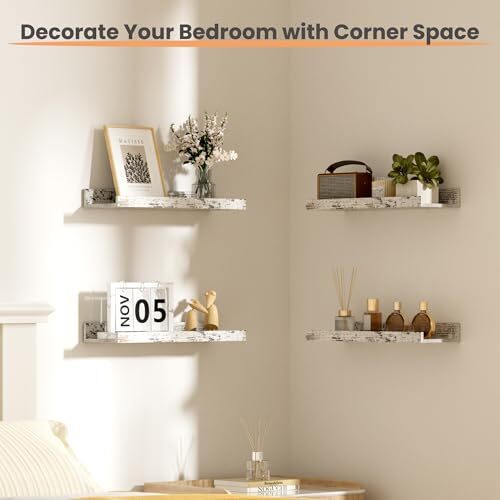 Floating Shelves for Wall, Wall Shelves for Decor Storage 15.7in Rustic White