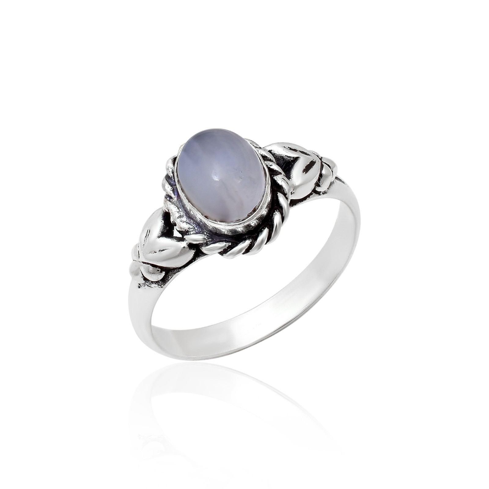 Solid-925 Sterling Silver | Handmade Comfortable Women Ring |Gemstone Blue-Lace
