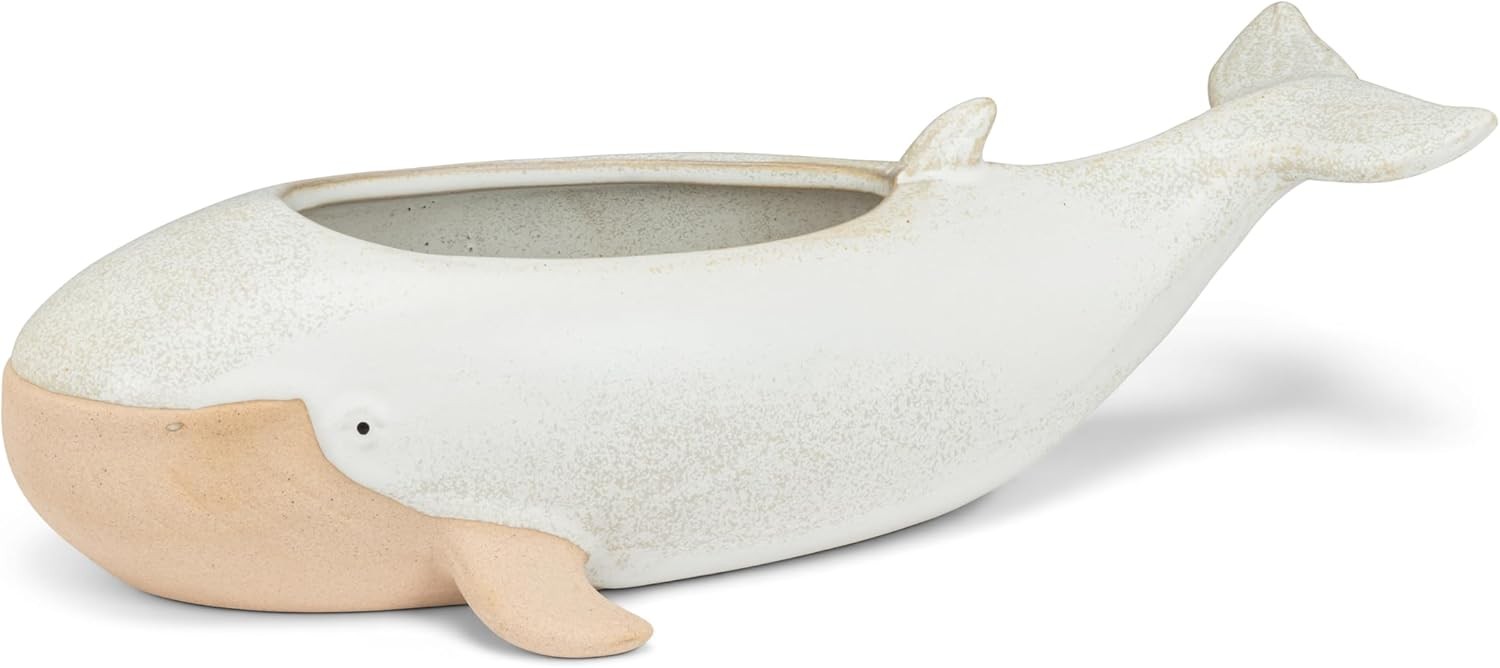 Long Whale Planter Stoneware 12" L)