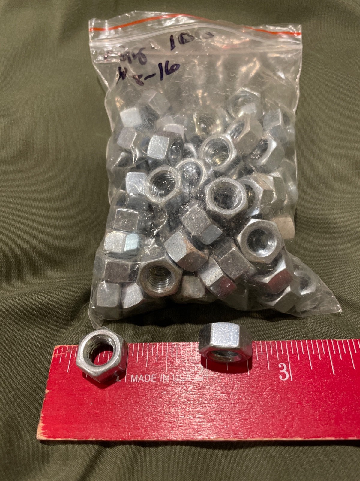 3/8-16 Hex Nut - Qty: 100 - Zinc Plated Steel