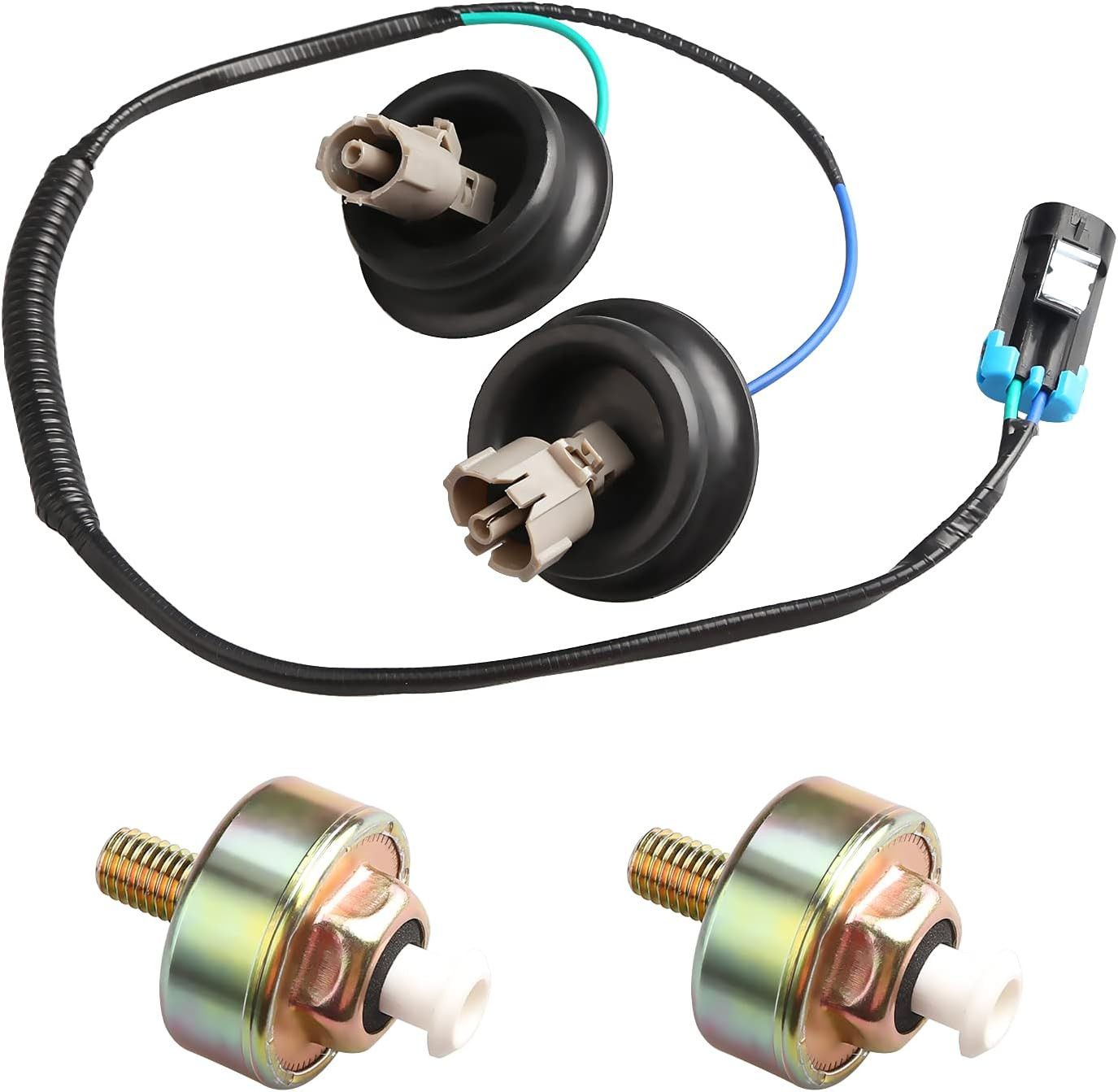 Compatible with 2 PCS Knock Sensor with Wiring Harness Kit Chevy Silverado 1500