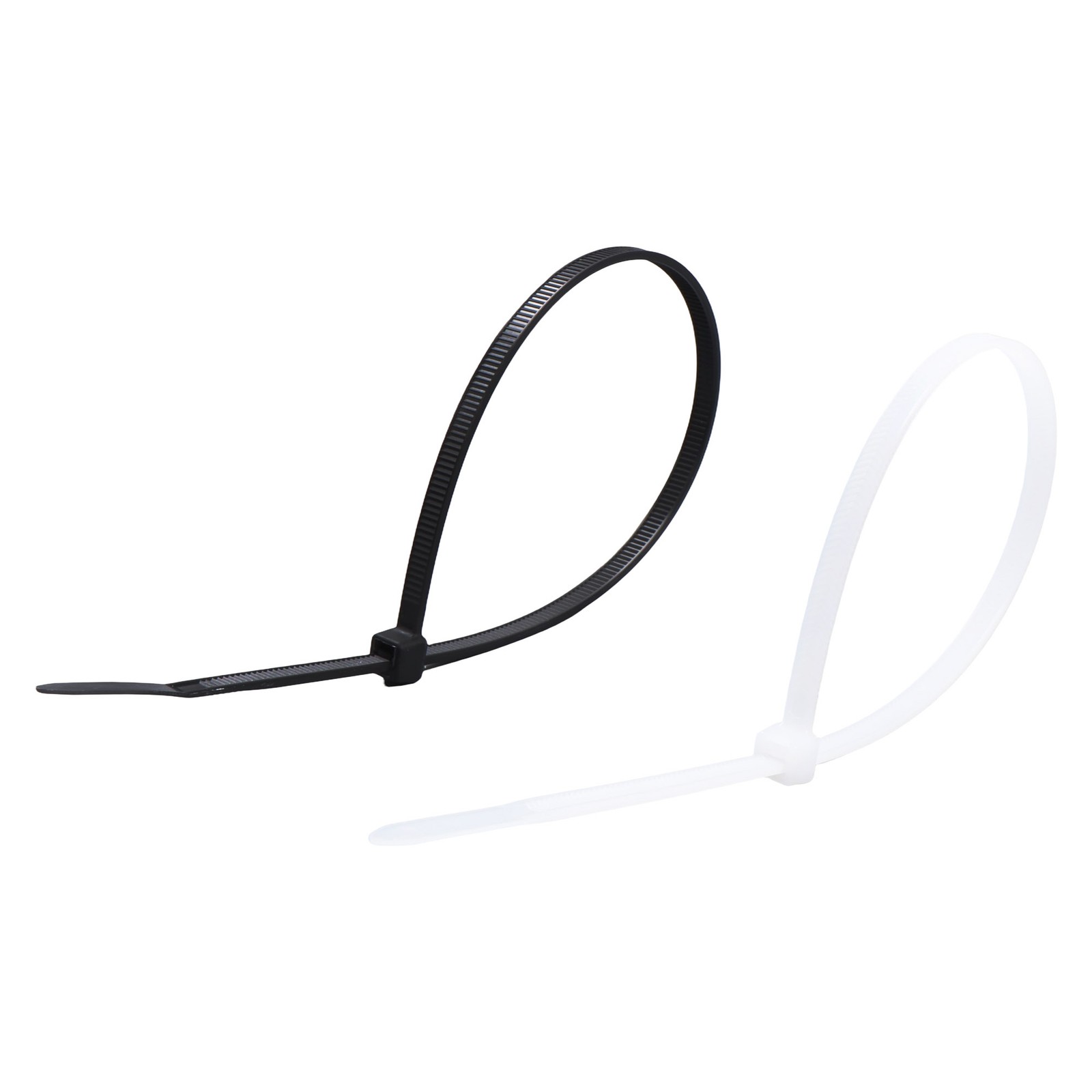 Black 1000-Pack & White 100-Pack, 12" 50 lbs Self-locking Nylon Cable Ties