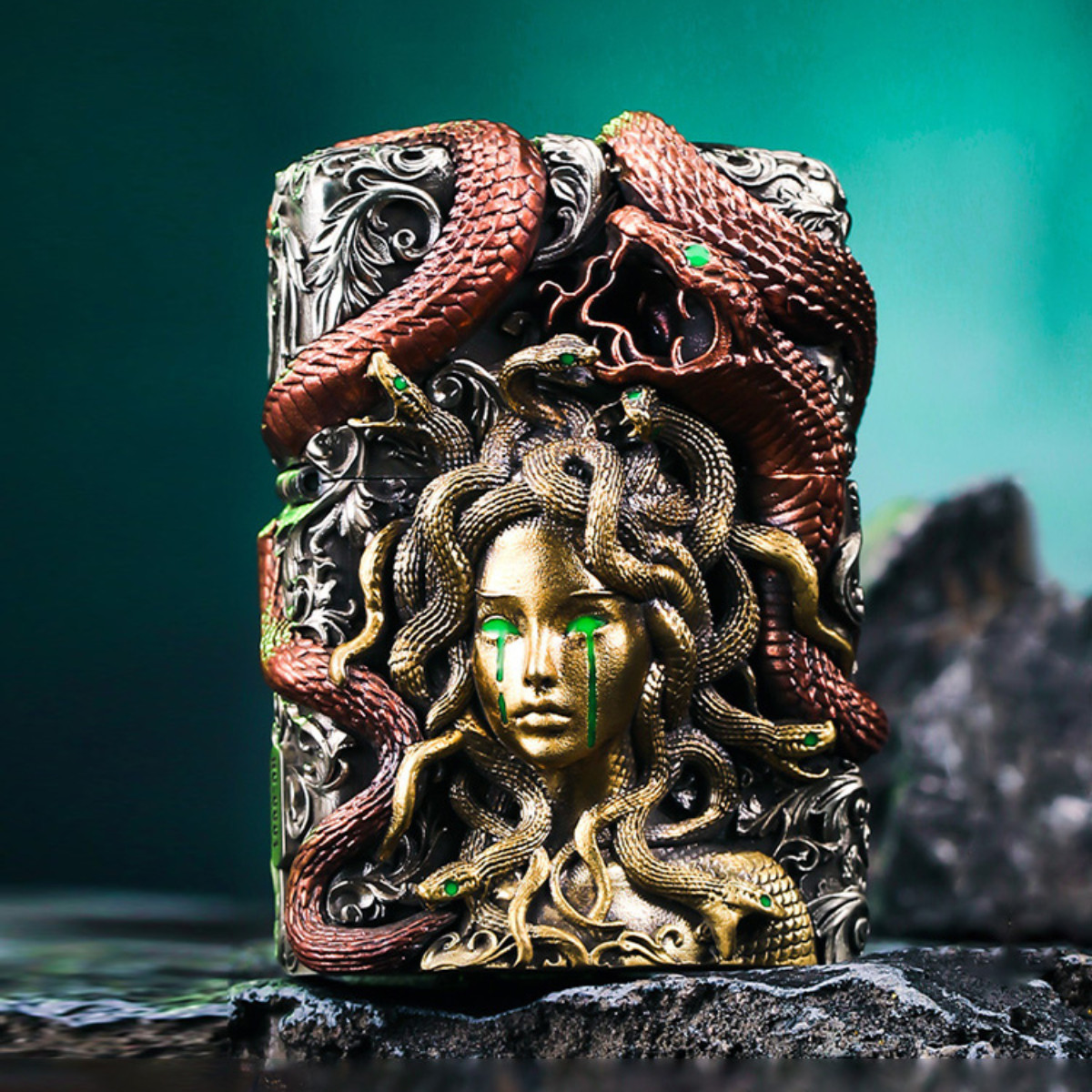 Medusa Luminous Zippo Lighter - Handcrafted Snake Design | Mythical Gift