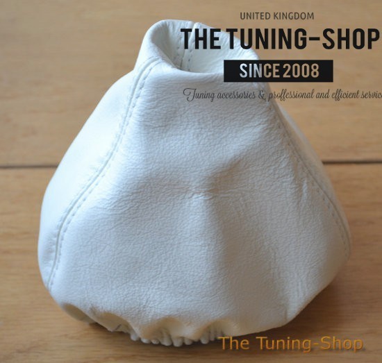 For Fiat 500 07-15 Shift Boot White Genuine Leather