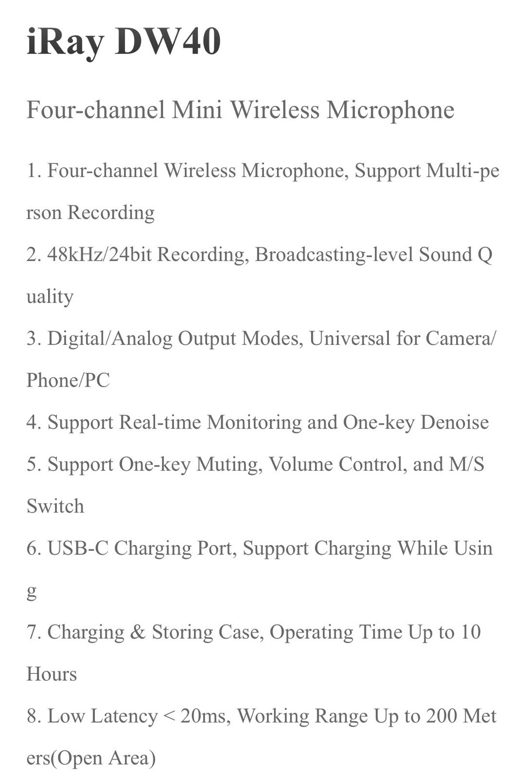 7RYMS iRay DW40 Wireless Lavalier Microphone System with 4 Transmitter, Noise
