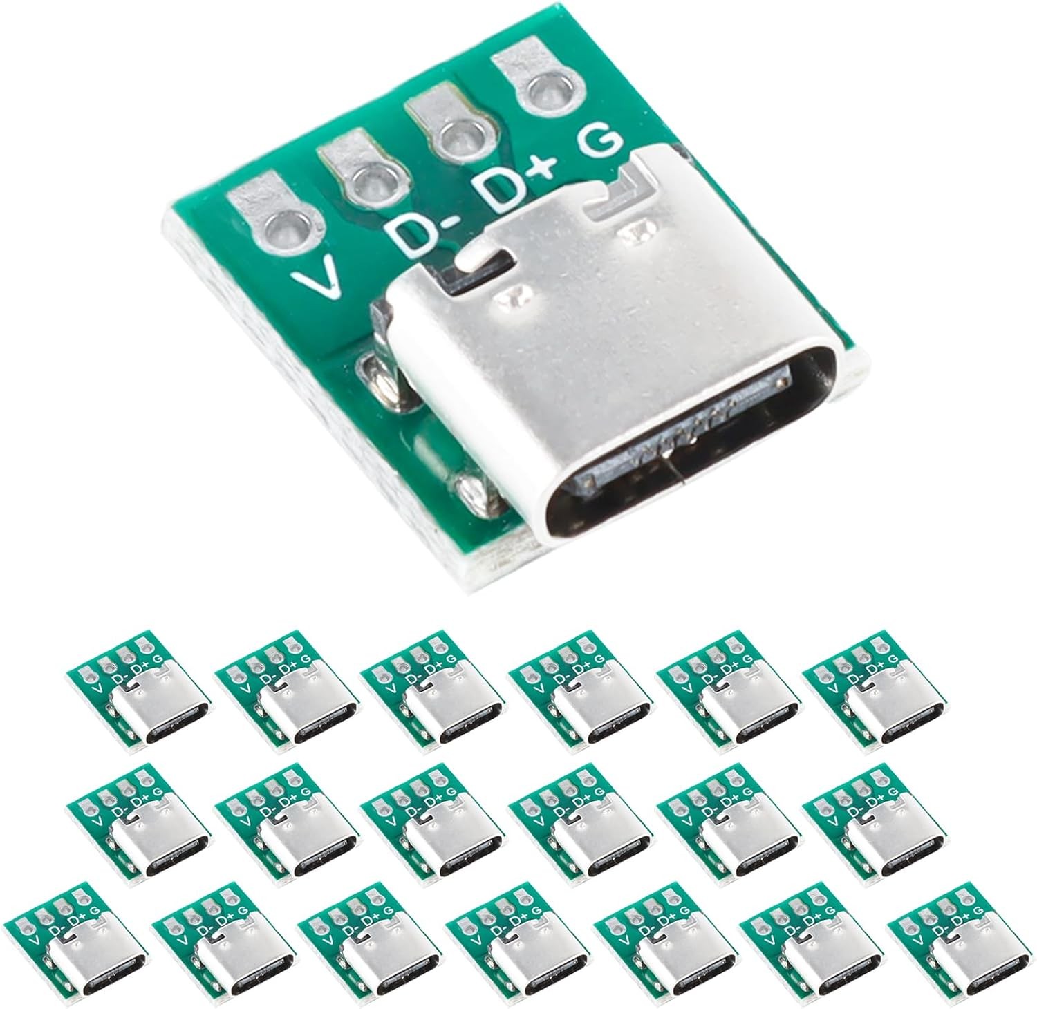 20 Pcs USB 3.1 Type C Connector Board DIY Serial Basic Breakout Female Connector