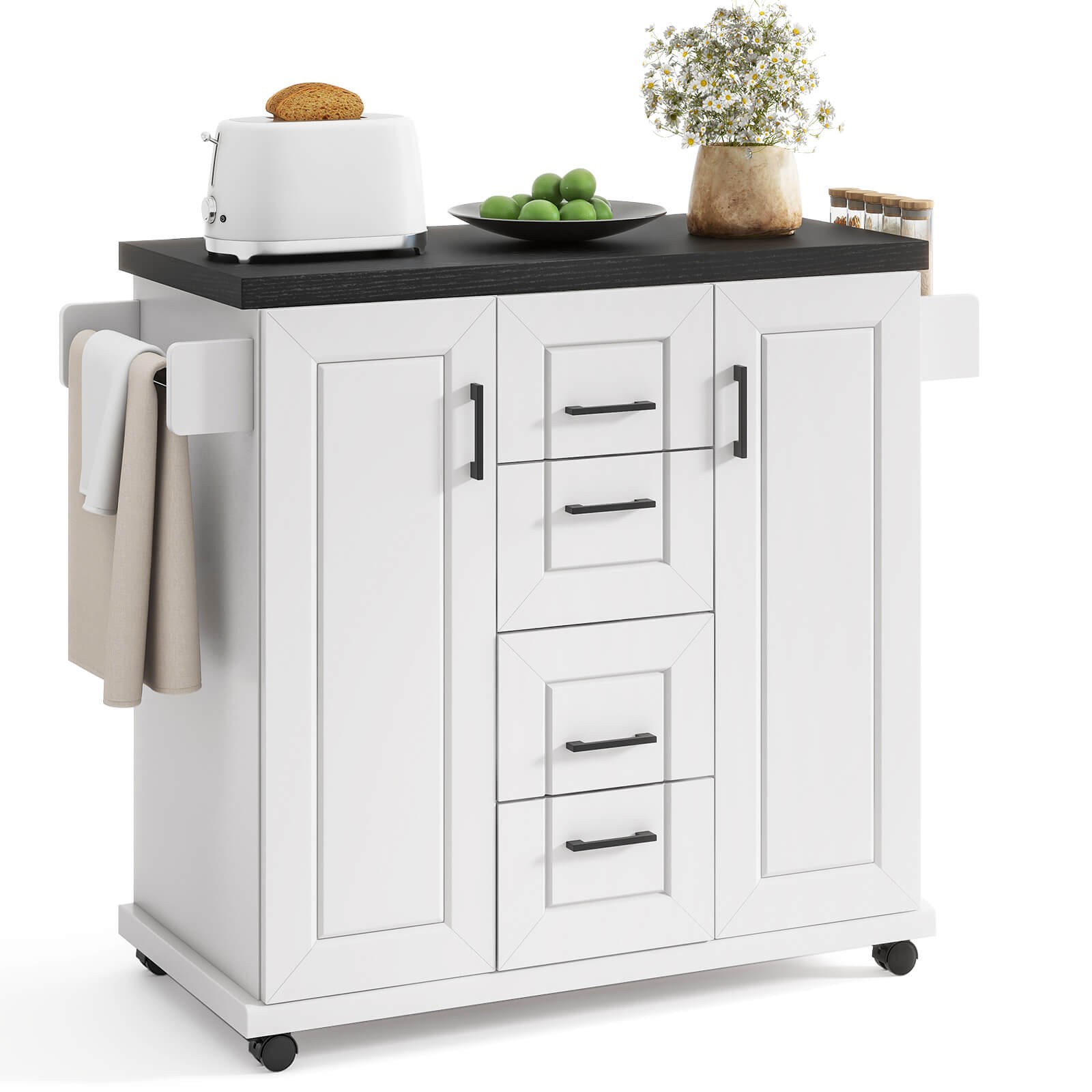 Rolling Kitchen Island Cart on Wheels Mobile Serving Utility Trolley Cart