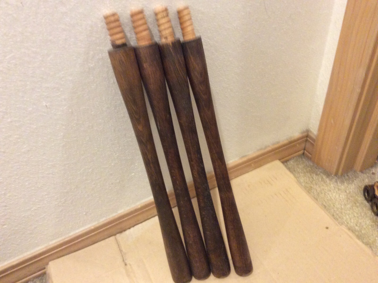 Vintage Wood Furniture Legs 14" Dark Brown Color- Set of 4 -