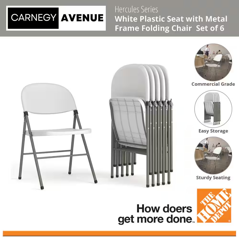 White Hercules Series Plastic Folding Event Chairs with Textured Seats, Lightwei