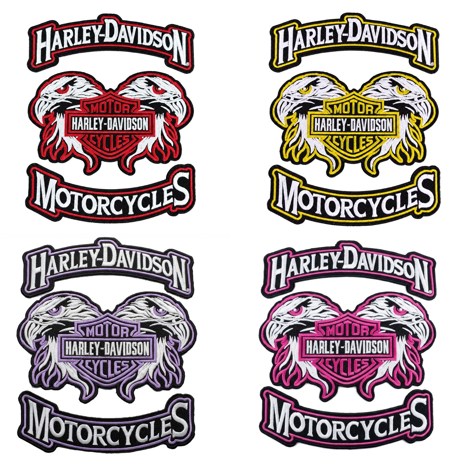 Harley Style Double Eagle Patches Embroidery Patch Iron/Sew-on (11.5 x 15") 3PC