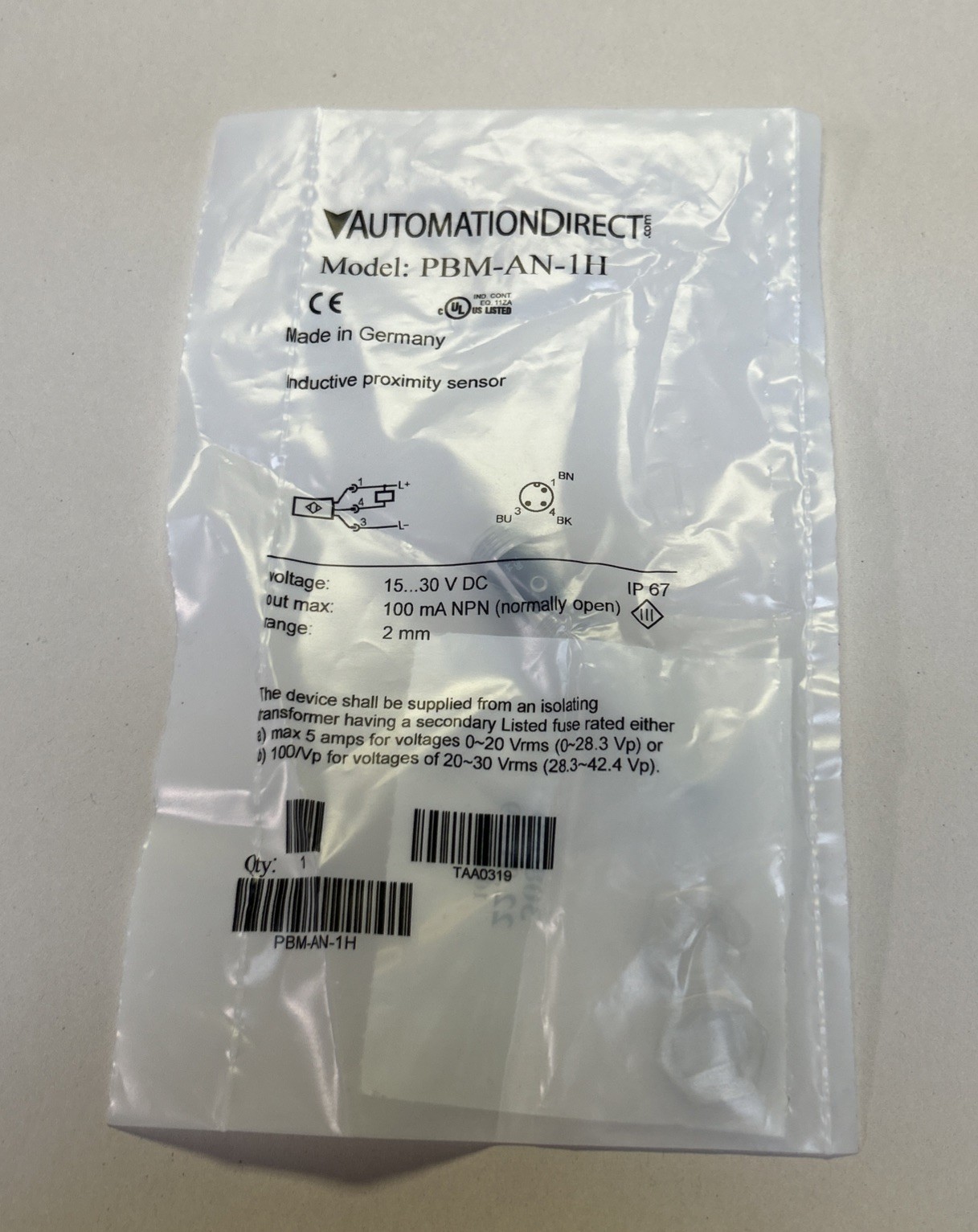 AUTOMATION DIRECT,PBM-AN-1H,INDUCTIVE PROXIMITY SENSOR NEW