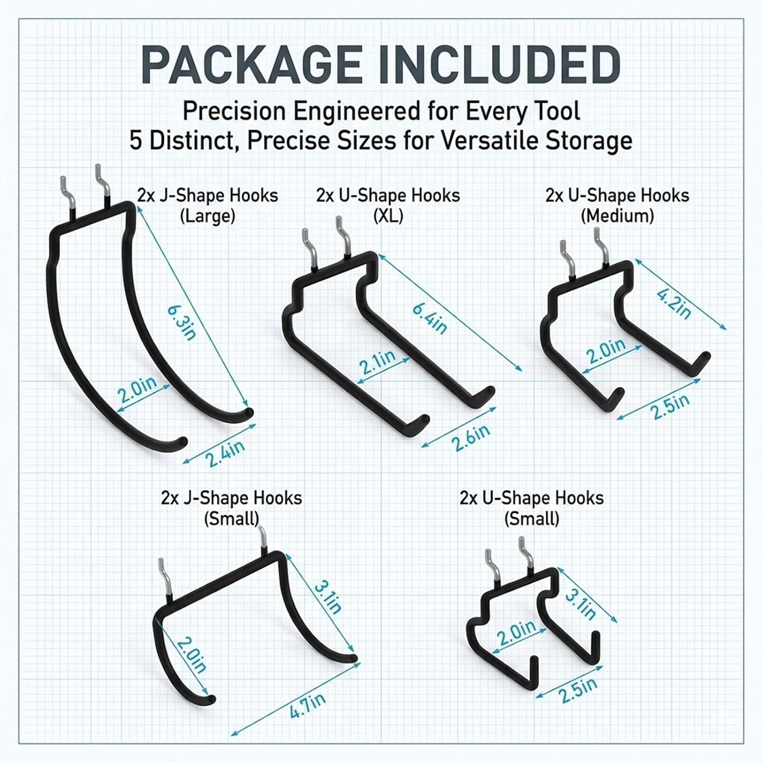 10 Pack Heavy Duty Pegboard Hooks, 1/4" Pegboard Drill Holder Tool