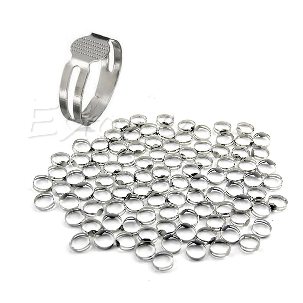 New 100Pcs Adjustable Flat Metal Plated Ring Blanks Findings Pad Bases 16mm DIY