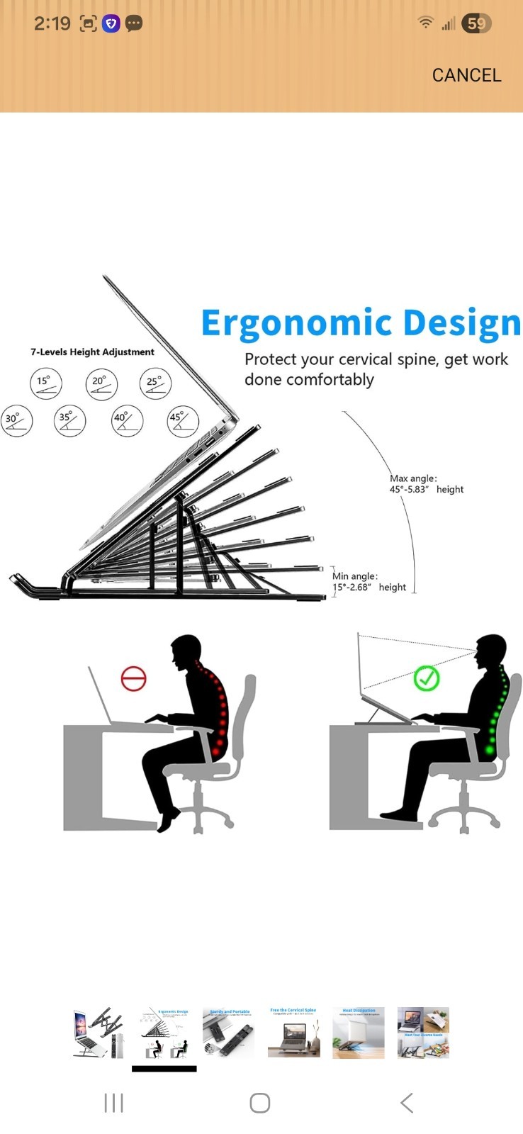 Portable Laptop Stand Adjustable Foldable Notebook Tablet Holder Computer Desk