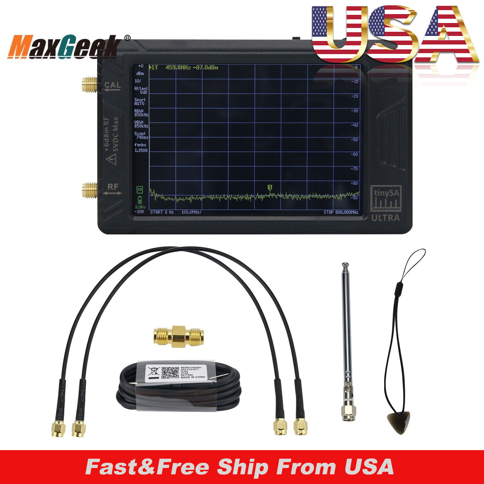 New ULTRA 100k-5.3GHz RF Signal Generator Handheld Tiny Spectrum Analyzer#USA