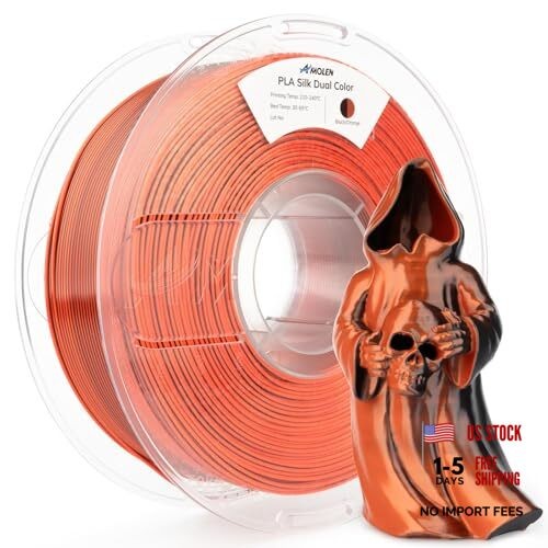 Silk PLA 3D Printer Filament, Silk-1KG 1kg-silk Dual Color-black Orange Pla