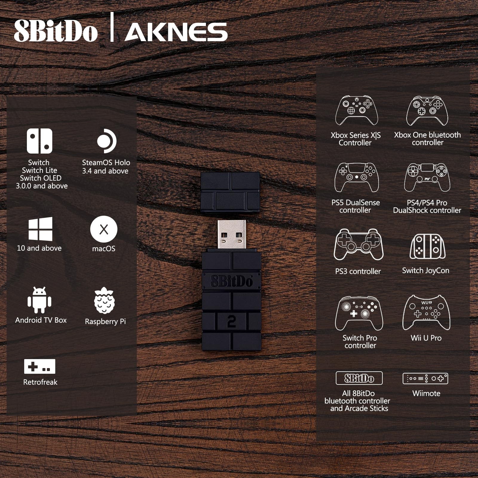 8BitDo USB Wireless Adapter 2 Converter Dongle for Switch 2/Switch LCD/OLED |...