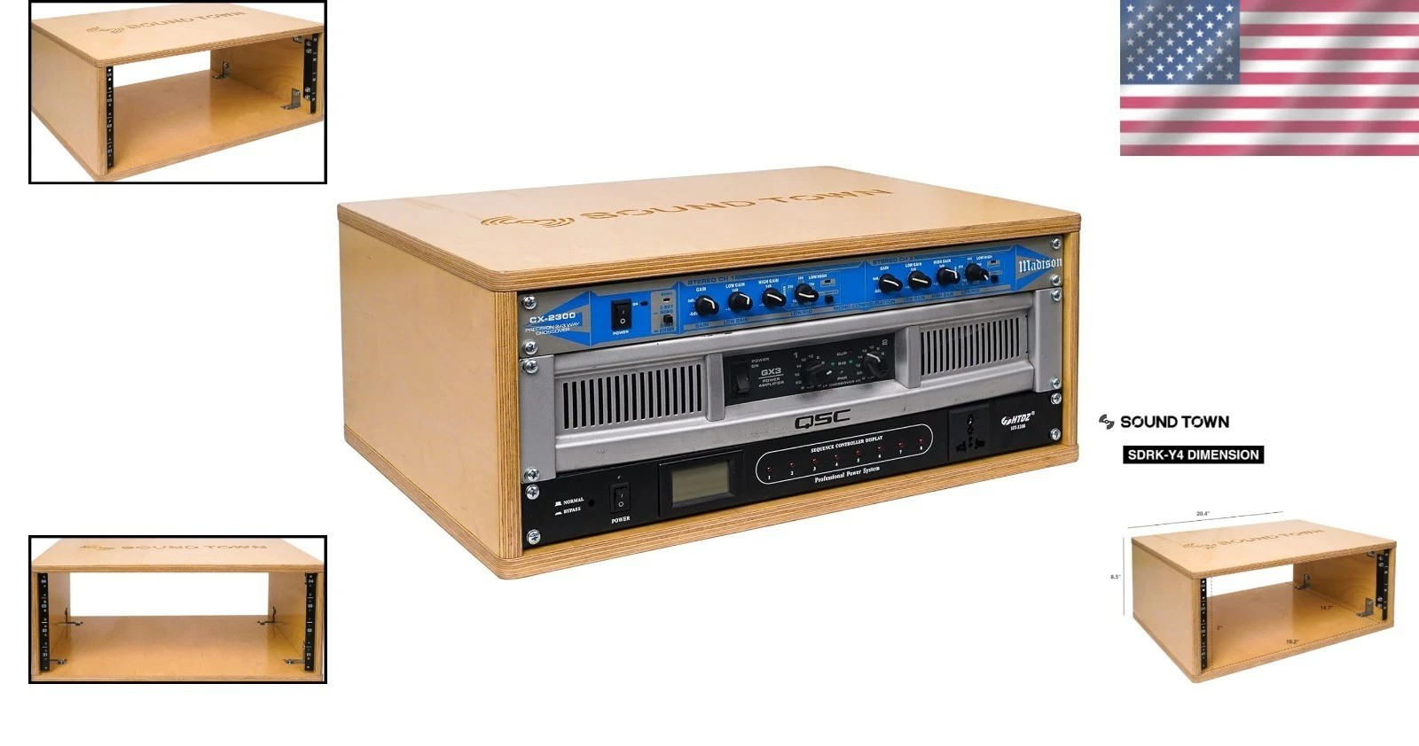 4U Studio Rack Golden Oak Finish, Assembly Required