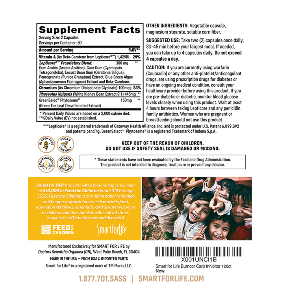 Smart for Life BurnCor with Lepticore 120 Capsules Weight Loss Supplement